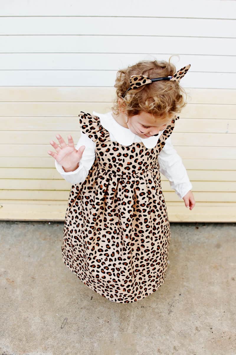 Cute Ruffle Dress with Leopard Fabric