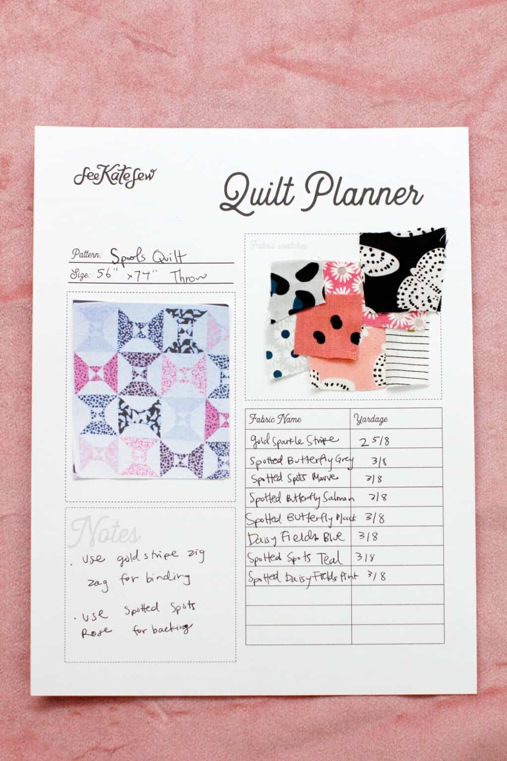 Quilt Planning Worksheet Free Download see kate sew