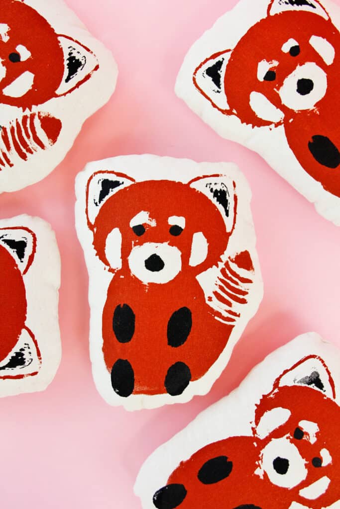 silk screen printing kit - DIY red panda plush toys - see kate sew