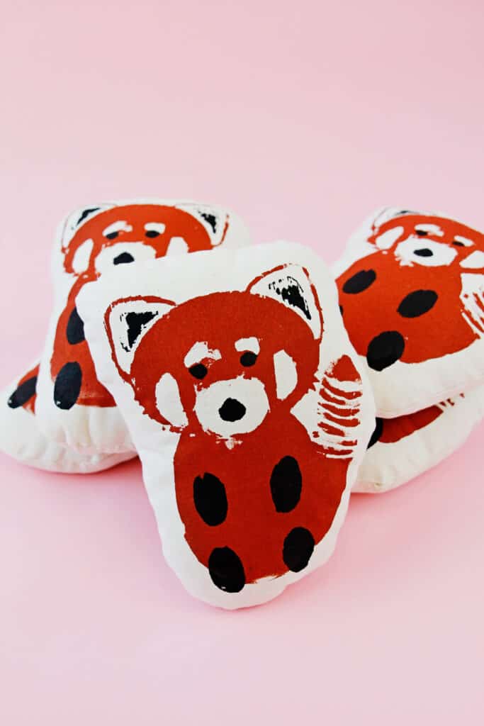 silk screen printing kit - DIY red panda plush toys - see kate sew