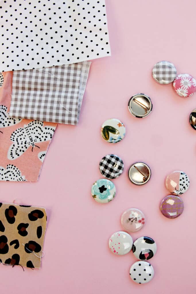 how to make button pins with fabric scraps - see kate sew