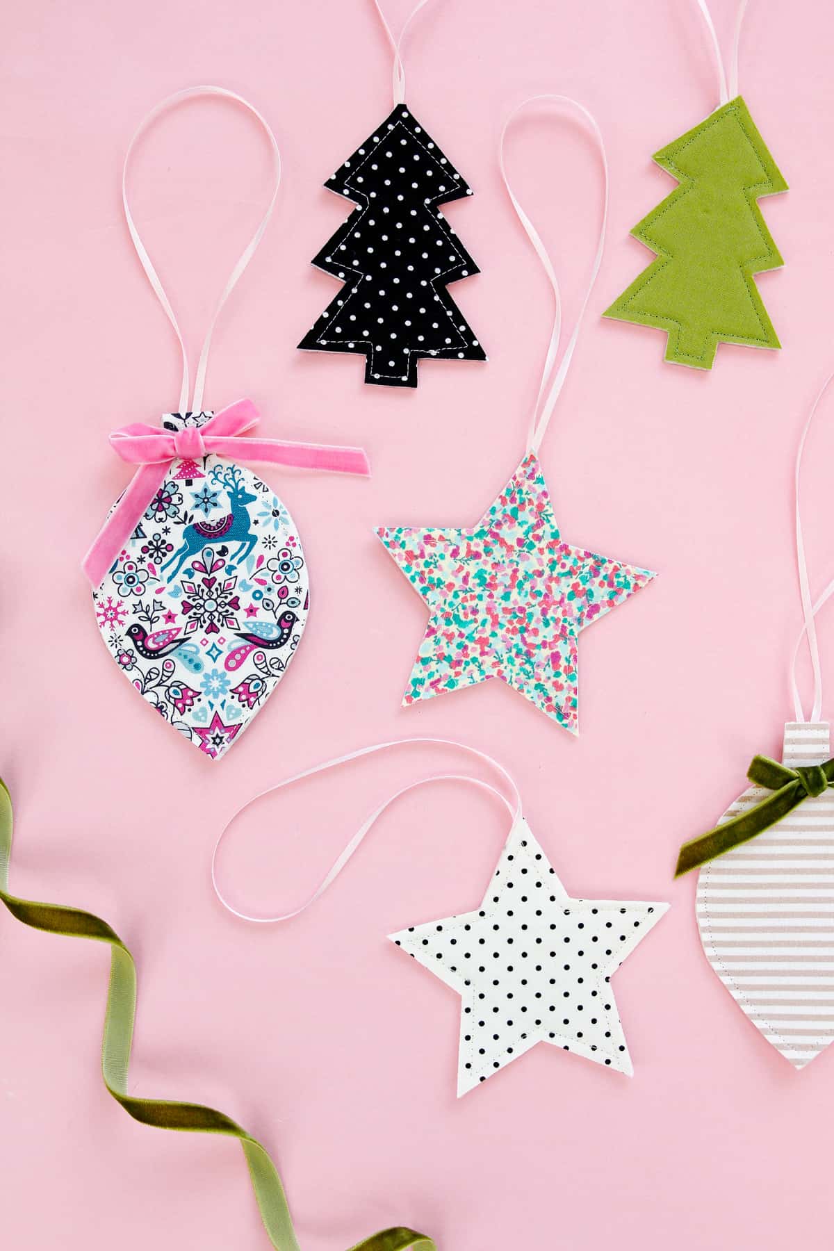 Fabric Christmas Tree Ornaments Free Pattern see kate sew