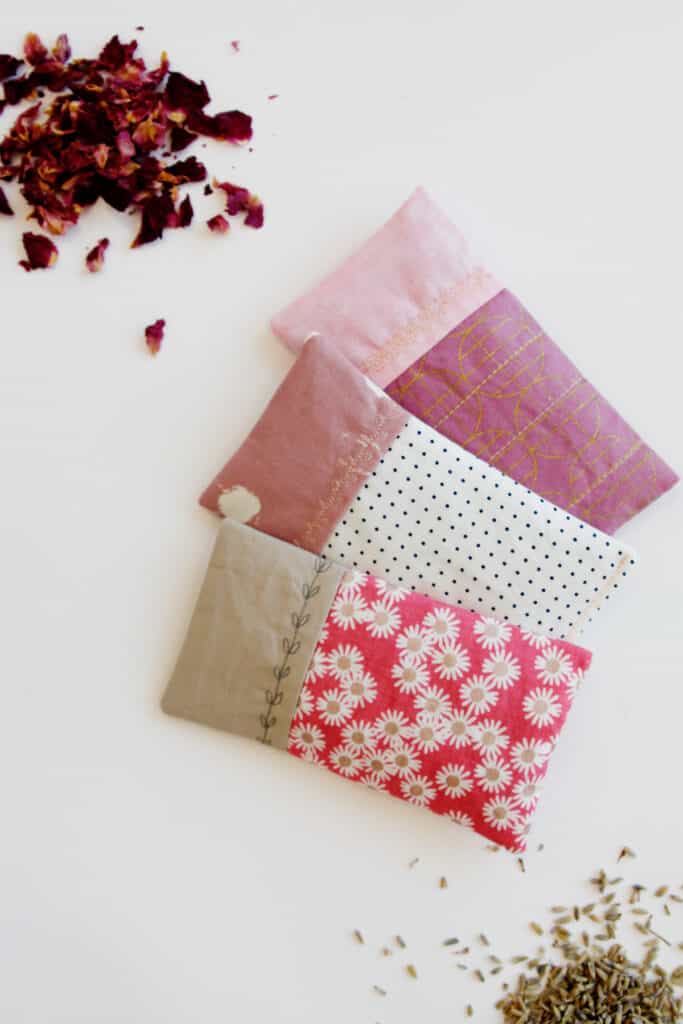 French Lavender Sachets with All-Over Lavender Fabric - Set of 4