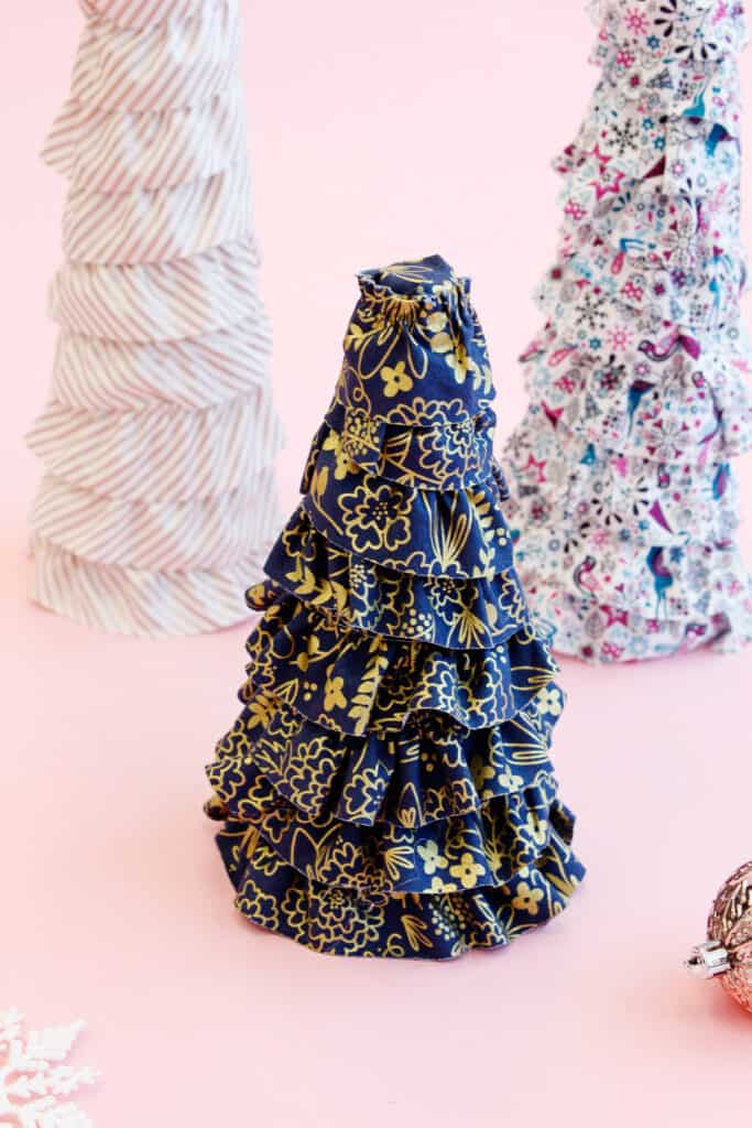 Styrofoam Christmas Trees Covered in Fabric - Ruffly Christmas