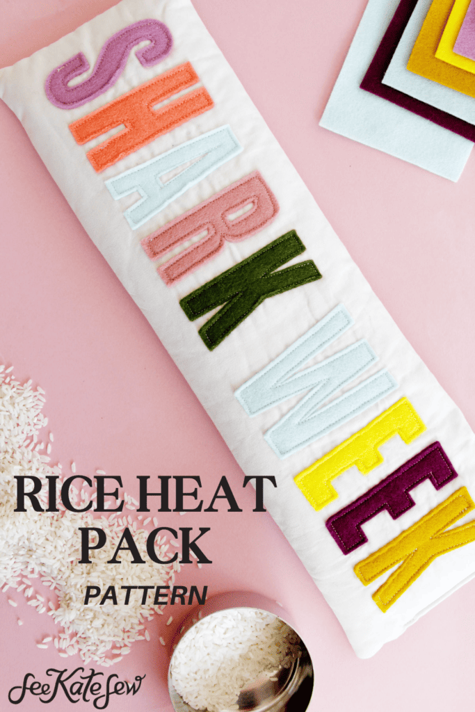 DIY Rice Heating Pad with Applique Words see kate sew