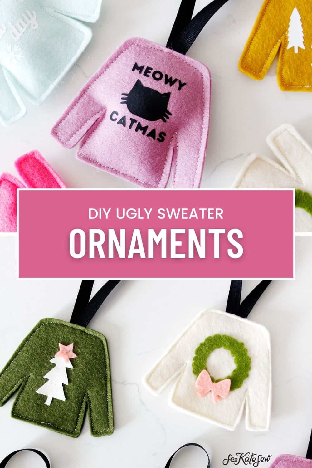 Ugly Christmas Sweater Ornaments DIY see kate sew