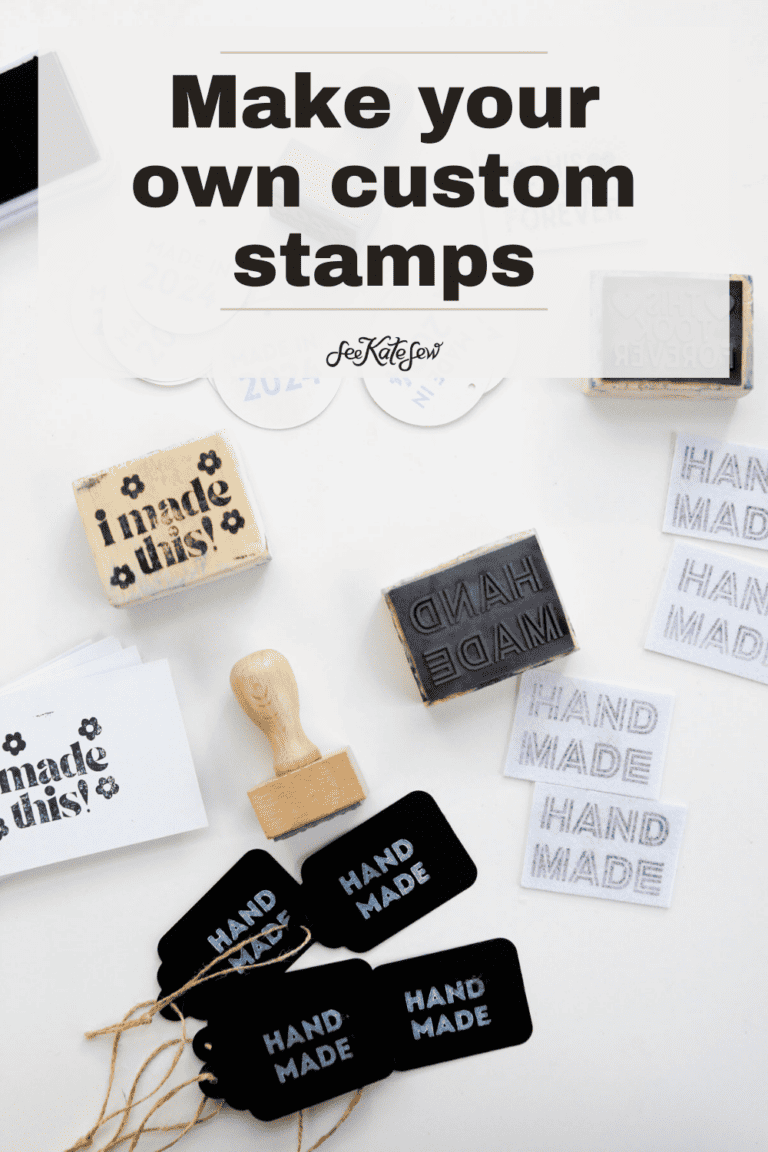 Make your own rubber stamps with a laser engraver - see kate sew