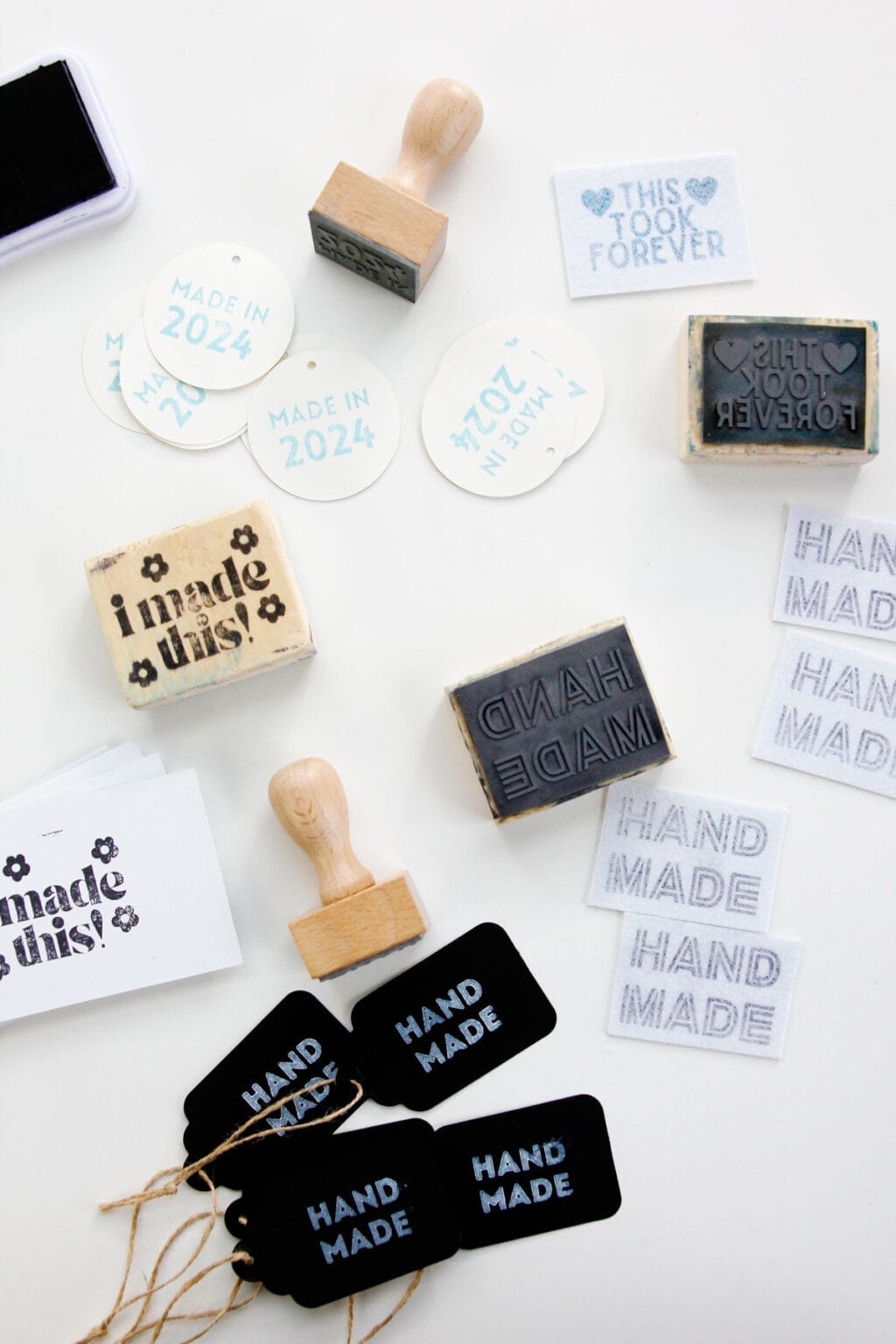 Make your own rubber stamps with a laser engraver - see kate sew