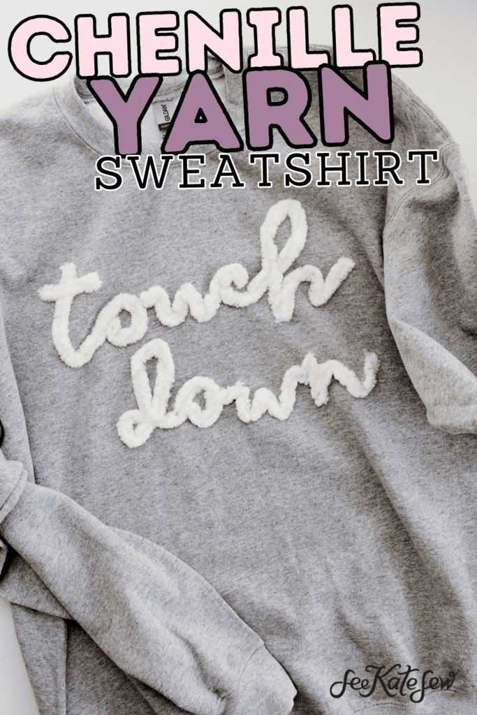 Game Day Sweatshirt DIY - Chenille Yarn Sweatshirt Tutorial