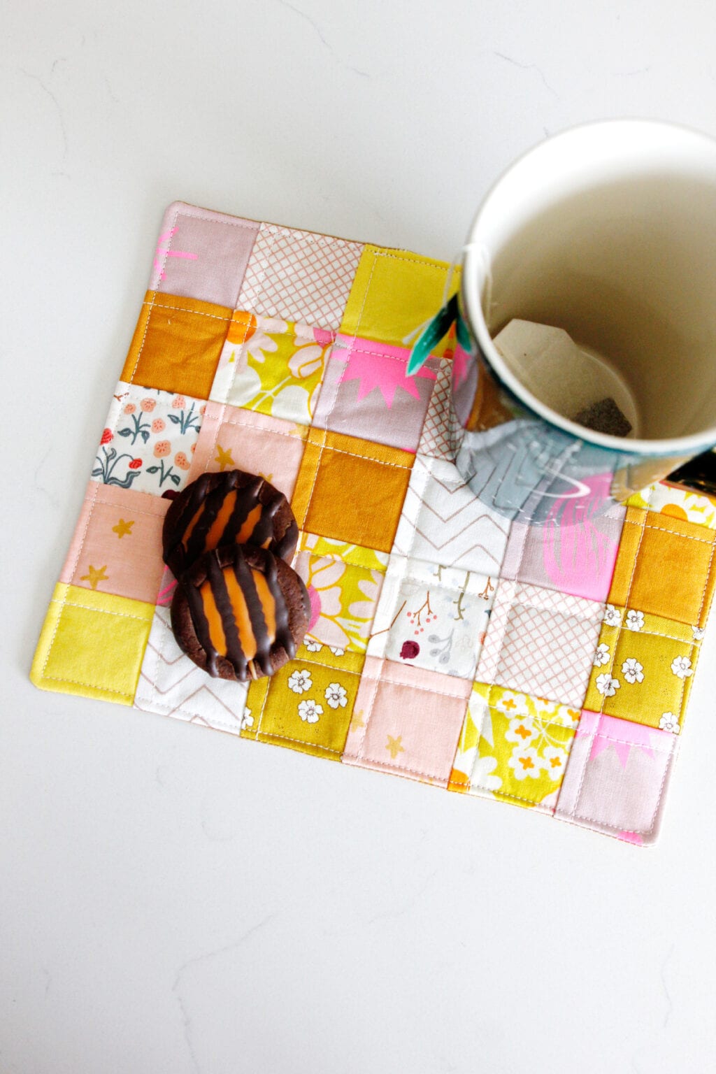 Homemade Mug Rugs Scrappy Mug Rug Tutorial - see kate sew